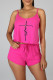 Pink Casual Print Patchwork Spaghetti Strap Sleeveless Two Pieces