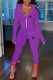 Dark Purple Casual Print Patchwork Zipper Collar Long Sleeve Two Pieces