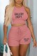 Pink Casual Letter Print Basic O Neck Sleeveless Two Pieces