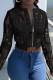 Black Casual Street Solid Patchwork Zipper Outerwear