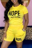 Red Casual Letter Print Basic O Neck Short Sleeve Two Pieces