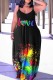Letter Print Sexy Casual Print Backless Spaghetti Strap Long Dress Dresses