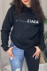Black Street Daily Print Letter O Neck Tops