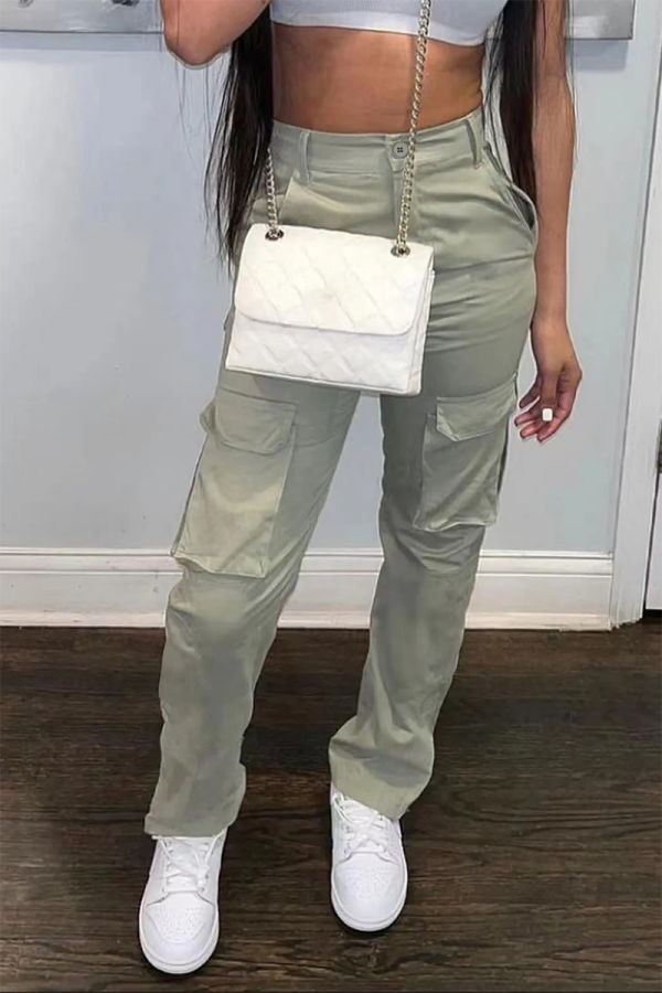 Cyan Street Solid Patchwork Harlan High Waist Harlan Solid Color Bottoms