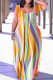 Orange Casual Print Basic V Neck Short Sleeve Dress Plus Size Dresses