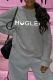 Grey Street Vintage Print Letter O Neck Tops