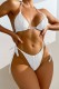 White Sexy Solid Bandage Backless Swimwears (With Paddings)