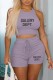 Purple Casual Letter Print Basic O Neck Sleeveless Two Pieces