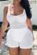 White Sexy Solid Hollowed Out Patchwork U Neck Sleeveless Two Pieces