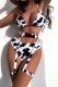 Black White Sexy Print Bandage Backless Swimwears (With Paddings)