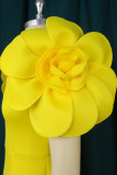 Yellow Elegant Solid Patchwork Appliques V Neck Evening Dress Dresses
