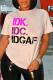 White Casual Street Print Letter O Neck T-Shirts