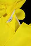 Yellow Elegant Solid Patchwork Appliques V Neck Evening Dress Dresses