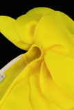 Yellow Elegant Solid Patchwork Appliques V Neck Evening Dress Dresses