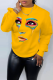 Yellow Casual Street Print Patchwork O Neck Tops