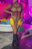 Brown Sexy Print Basic Turtleneck Long Sleeve Two Pieces