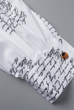 White Casual Print Bandage Patchwork Asymmetrical V Neck Tops