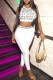 White Street Letter Patchwork O Neck Sleeveless Two Pieces