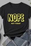 White Casual Letter Print Basic O Neck T-Shirts