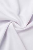 White Casual Print Patchwork O Neck T-Shirts