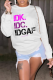 White Casual Street Print Patchwork Letter O Neck Tops