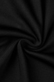 Black Sexy Patchwork Hollowed Out Backless Slit Spaghetti Strap Long Dress Dresses