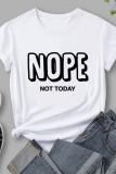 White Casual Letter Print Basic O Neck T-Shirts