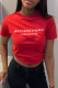 Red Daily Print Patchwork Letter O Neck T-Shirts