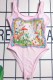 Pink Vacation Simplicity Letter Print Backless Swimwears