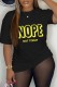 Black Casual Letter Print Basic O Neck T-Shirts