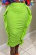 Green Casual Solid Patchwork Fold Skinny High Waist Conventional Solid Color Skirts