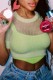 Green Sexy Casual Solid See-through O Neck T-Shirts