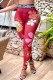 Red Sexy Letter Patchwork Skinny Pencil Bottoms