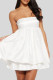White Sexy Solid Bandage Patchwork Strapless A Line Dresses