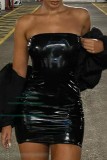 Black Sexy Solid Backless Strapless Sleeveless Dress Dresses