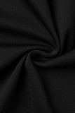 Black Sexy Solid Hollowed Out Patchwork Slit Hot Drill Half A Turtleneck Evening Dress Dresses