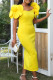 Yellow Elegant Solid Patchwork Appliques V Neck Evening Dress Dresses