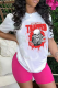 White Street Print Patchwork O Neck T-Shirts