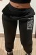 Black Casual Street Print Letter Pencil Bottoms