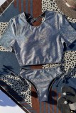 Silver Sexy Solid Patchwork Backless Cross Straps Swimwears (With Paddings)