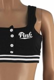 Red Street Print Letter U Neck Sleeveless Two Pieces