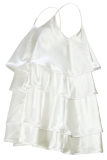 Cream White Sexy Solid Flounce Spaghetti Strap Cake Skirt Dresses