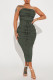 Ink Green Sexy Solid Bandage Patchwork Strapless Sleeveless Two Pieces
