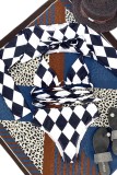 Black White Sexy Plaid Print Bandage Swimsuit Three Piece Set (With Paddings)