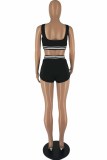 Red Street Print Letter U Neck Sleeveless Two Pieces