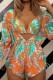 Orange Sexy Print Bandage Swimsuit Three Piece Set