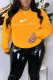 Yellow Street Simplicity Print Patchwork Letter O Neck Tops