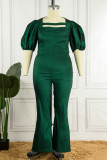 Purple Casual Elegant Solid Patchwork Square Collar Plus Size Jumpsuits