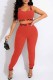 Watermelon Red Casual Print Letter Spaghetti Strap Sleeveless Two Pieces