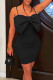 Black Sexy Solid Patchwork With Bow Spaghetti Strap Pencil Skirt Dresses